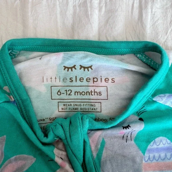 Little Sleepies Green Hoppy Days Zippy Pajamas Size 6-12M VGUC - Picture 4 of 7
